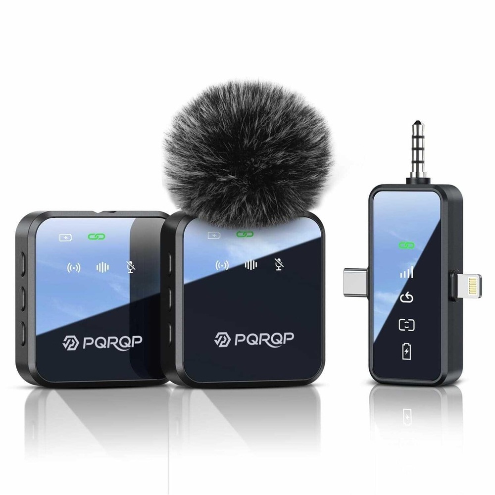 NEW 2 Wireless Clip On Lavalier Microphones Type C, 3.5mm, & Lightning Adapters
